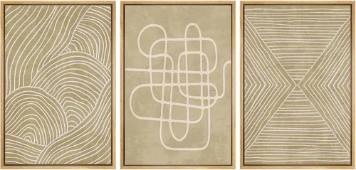 Miniatura 200 de SIGNWIN Lienzo enmarcado para pared, arte con pinceladas de flujo neutro en tonos beige abstractos, ilustraciones, arte moderno, decorativo