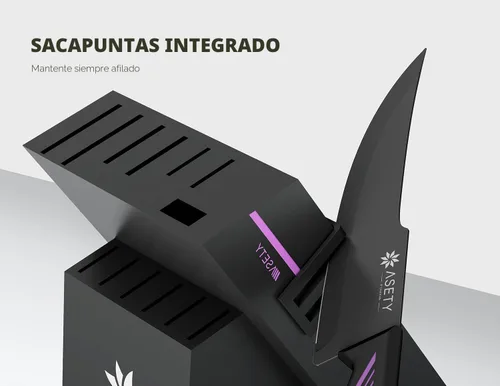 Miniatura 4 de Juego de Cuchillos - Juego de Cuchillos de Cocina de 15 Piezas con Bloque Afilador de Cuchillos Integrado - Juego de Bloque de Cuchillos de Acero