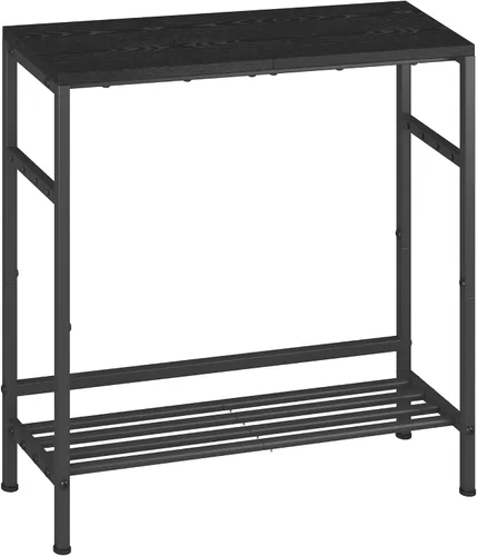 Homeiju Mesa de entrada de 31.5 pulgadas de ancho, mesa consola de 2 niveles con estantes ajustables, mesa de sofá industrial con almacenamiento,