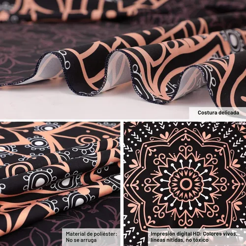 Miniatura 6 de Tapiz de mandala negro para colgar en la pared, tapiz psicodélico de pared, estético, indio, hippie, decoración bohemia para el hogar, dormitorio