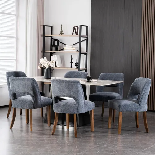 Miniatura 35 de VKNOW Juego de 2 sillas de comedor de madera, silla de comedor tapizada en tela moderna, silla de cocina, silla de cena de granja para cocina y Verde