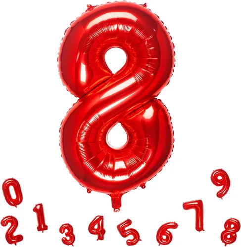 Miniatura 9 de Globos rojos de 32 pulgadas con el número 1 de aluminio para decoración de fiesta de cumpleaños (globo rojo número 1)
