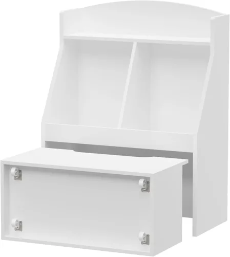 Miniatura 5 de Estantería para niños, estante para libros para niños con cajones con ruedas, organizador de almacenamiento de juguetes, estantería para habitación