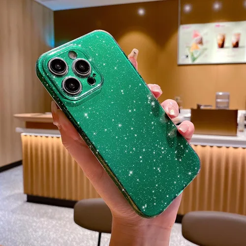 Miniatura 3 de OWLSTAR Bonita funda con purpurina para iPhone 15 Pro Max de 6.7 pulgadas, funda protectora suave y delgada para mujeres y niñas (verde alpino)