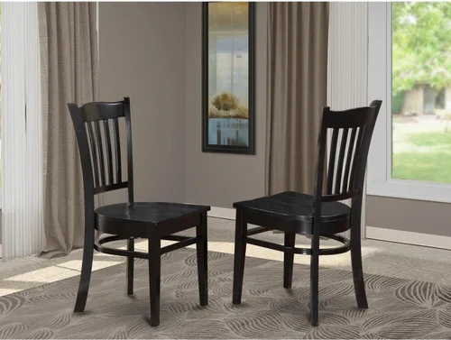 Miniatura 2 de East West Furniture GRC-BLK-W Groton - Sillas de comedor con respaldo de listones, sillas de cocina, juego de 2, color negro