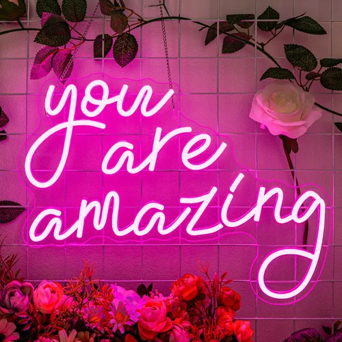 Letreros de neón de «You Are Amazing» para decoración de pared, luces de neón rosas USB, luces de neón regulables LED, letrero de neón para rosado