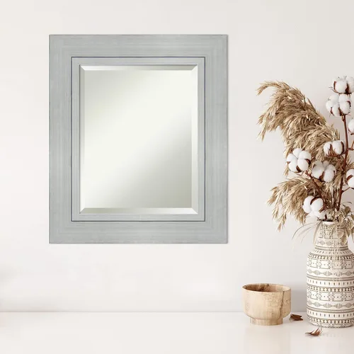 Miniatura 5 de Amanti Art Espejo de pared, espejo con marco de madera plateada Romano para decoración de pared o para usar como espejo de baño para sobre