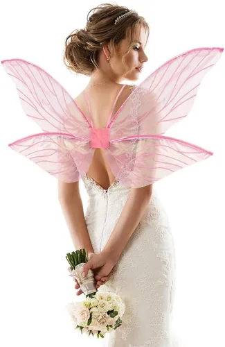 Miniatura 6 de ALIBBON Disfraz de alas de hadas para mujeres, niños y niñas, alas de mariposa, princesa, ángel, elfo, accesorios para fiesta de Halloween Blanco