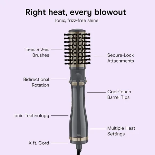 Miniatura 4 de Peine redondo rotador para el cabello Infiniti Pro Spin Air, con aire caliente, 2 pulgadas, color oscuro, de Conair, Estilizador rotativo, giro