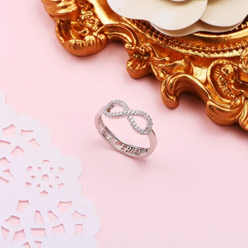 Miniatura 2 de Anillo infinito de plata de ley S925 para mejor amigo, joyería de amistad ajustable, regalos de cumpleaños para mujeres, adultos y adolescentes