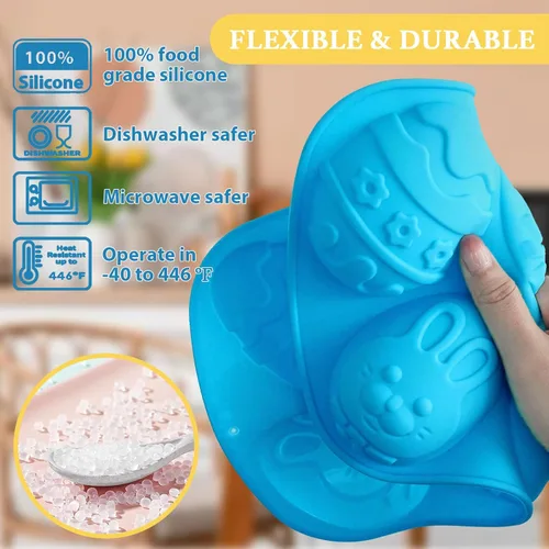Miniatura 3 de Moldes de silicona con forma de huevo de 3.5 pulgadas, paquete de 2 moldes de chocolate para hornear, Pascua, antiadherente, sin BPA, molde de jabón