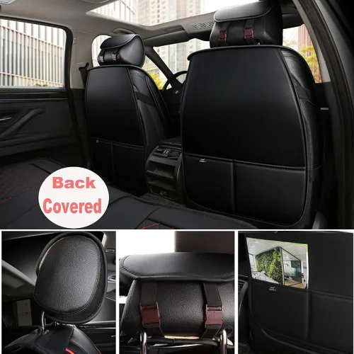Miniatura 2 de 2 fundas para asiento delantero de automóvil, estilo simple, a prueba de agua, cojín de cuero sintético, ajuste universal para sedán, SUV, camión