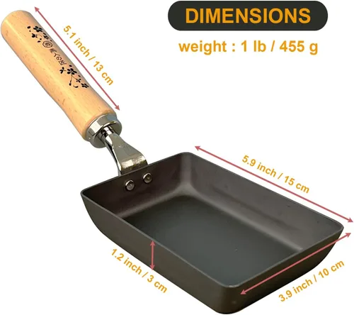 Miniatura 3 de KAKUSEE Tamagoyaki - Molde para tortilla japonesa enrollada, bandeja para huevos de hierro, lista para inducción, fabricada en Tsubame, Japón