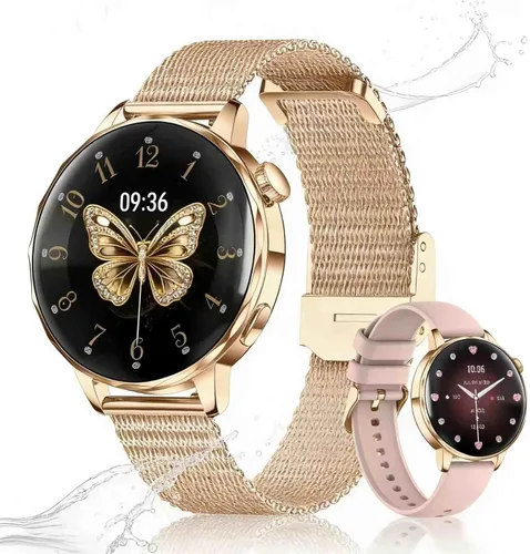 Miniatura 10 de Reloj inteligente para mujer, pantalla táctil HD de 1.27 pulgadas, llamadas Bluetooth, seguimiento de frecuencia cardíaca y sueño, más de 100 modos