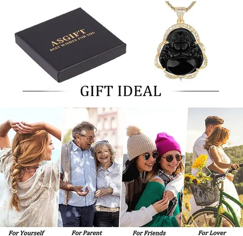 Miniatura 8 de Collar de llamativo de buena suerte, Dije de lujo de circonia cúbica con cadena chapada en oro de 18 quilates, Regalo de joyería refinada de collar