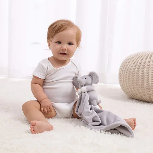 Miniatura 5 de Apricot Lamb Manta de seguridad de animales de peluche, elefante gris, manta de personaje para guardería, felpa de lujo para acurrucarse