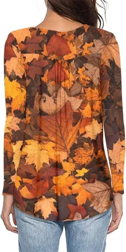 Miniatura 2 de Blusa casual de manga larga para mujer, cuello en V, con botones, ropa de dormir