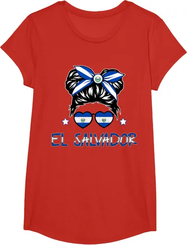 Miniatura 45 de Camiseta de El Salvador para Niñas Bandera Patrimonio Hispano Salvadoreño
