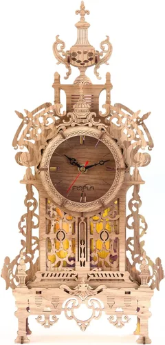 Miniatura 4 de FUNPOLA Rompecabezas de madera 3D Reloj de torre LED, rompecabezas 3D edificio de escritorio, modelo de bloques de construcción arquitectónicos