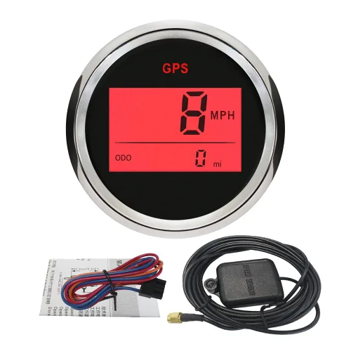 Miniatura 8 de Kit de velocímetro GPS digital garantizado ELING para coche, barco, motocicleta con retroiluminación roja de 2" (52mm) 12V 24V