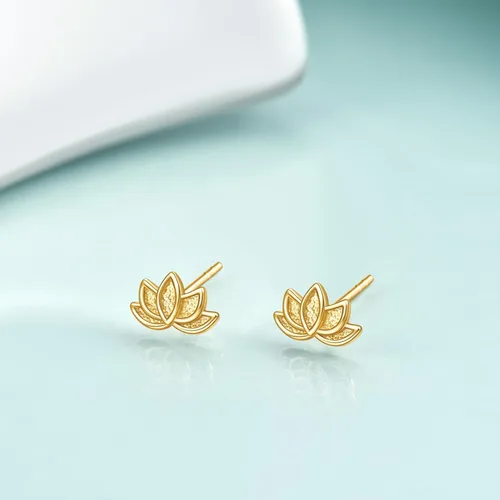Miniatura 3 de Aretes de plata de ley 925 con diseño de loto para mujer, hipoalergénicos, minimalistas