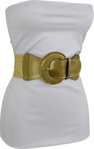 Miniatura 6 de TFJ - Cinturón ancho para mujer, cintura elástica, cintura alta, color dorado, hebilla grande
