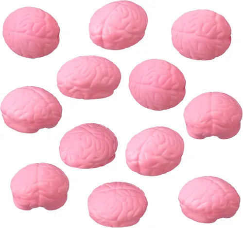 Miniatura 10 de Leitee 12 unidades de bolas de estrés cerebral a granel, cerebro grande, poliuretano, mano, ejercicio, músculo, pelota de presión, divertido alivio