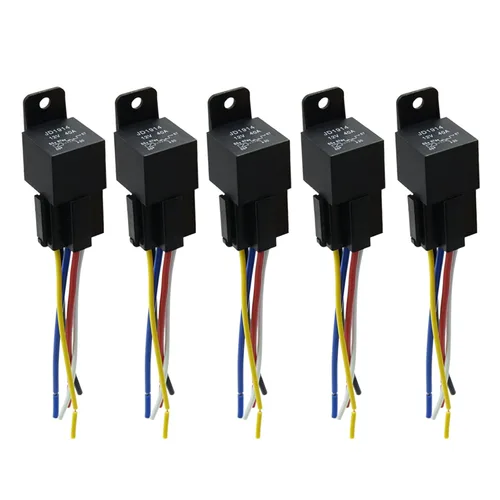 Miniatura 8 de uxcell JD-1914 5 Pin DC 12V 40A Universal Vehículo Vehículo Motor Fusible Relé Interruptor Poder con Arnés
