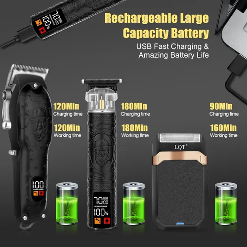 Miniatura 4 de Juego de cortapelos profesional para hombres, afeitadora eléctrica, maquinilla de afeitar inalámbrica, cortadora de pelo, cortadora de barba, kit
