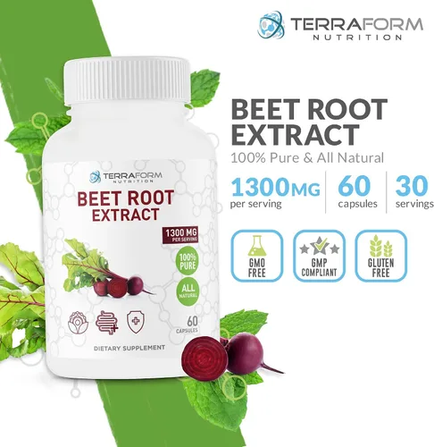 Miniatura 2 de Extracto de remolacha roja, 1300 mg por porción, suplemento de remolacha en polvo, 60 cápsulas, 1 mes, apto para veganos, fabricado en Estados Unidos