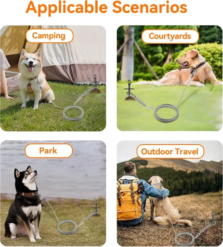 Miniatura 7 de Estaca de amarre para perros, estaca de amarre resistente para perros grandes de hasta 210 libras, anclaje de suelo para un cable de perro, correa