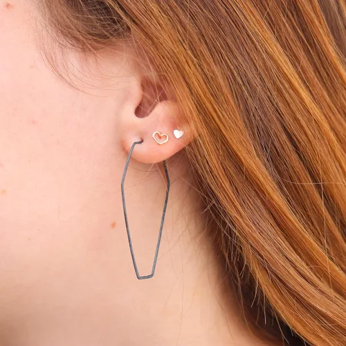 Miniatura 79 de Aretes de aro finos martillados, elegantes plata esterlina geométrica sólida, relleno de oro y relleno de oro rosa; para mujer por Lotus Stone