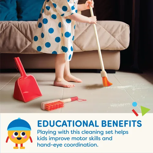 Miniatura 4 de Battat – Juego de limpieza para niños – Juguetes de limpieza para niños pequeños, niños – Kit de juego de simulación – Escoba, trapeador, cepillo