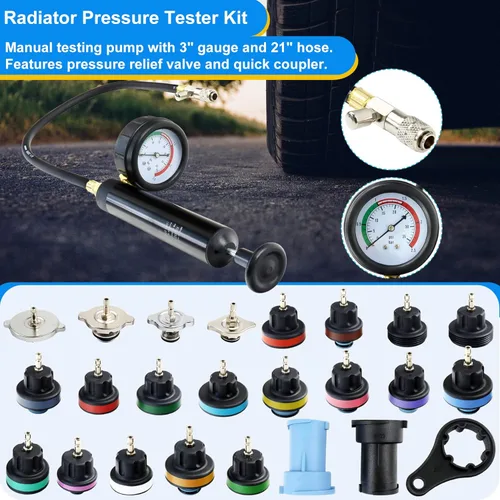 Miniatura 3 de JoyFans Probador de presión de radiador y sistema de refrigeración, herramienta neumática de recarga de refrigerante al vacío, kit automotriz de 33