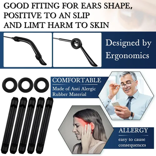 Miniatura 4 de Juego de 50 retenedores de lentes de silicona, 12 pares antideslizantes adhesivos, almohadillas para la nariz, 4 agarres redondos para las orejas, 4