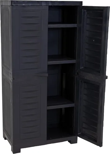 Miniatura 8 de Sunnydaze - Armario de almacenamiento de resina para garaje de 48 pulgadas de alto, gabinete de garaje, almacenamiento independiente para Carbón