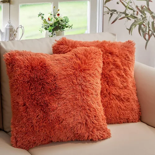 Miniatura 17 de Cheer Collection Almohadas Decorativas para Sofá y Cama, Almohadas Decorativas Suaves de Pelo Largo con Rellenos Incluidos, Acogedoras Almohadas