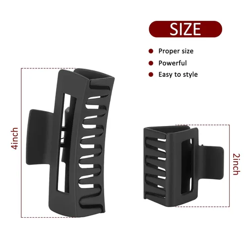 Miniatura 2 de Juego de accesorios rectangulares para el cabello para mujeres y niñas, 6 clips grandes para cabello grueso, 6 clips pequeños para cabello fino Negro