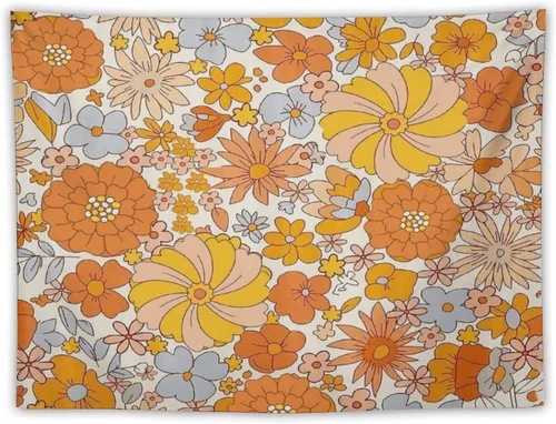 Miniatura 11 de Houselerax Tapiz floral retro de los años 60 y 70, diseño hippie de primavera Groovy Flower Power Flower Boho para colgar en la pared, arte neutro