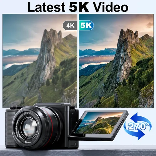 Miniatura 2 de G-Anica Cámara digital, cámaras ópticas 5K y 12X para fotografía, cámara de vlogging de 48MP para YouTube, cámara de video, salida WiFi y HDMI