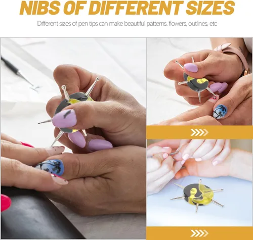 Miniatura 7 de EXCEART Bolígrafo de manicura multifuncional, herramienta de punteado de uñas para diseño de uñas DIY con puntas redondas para patrones precisos