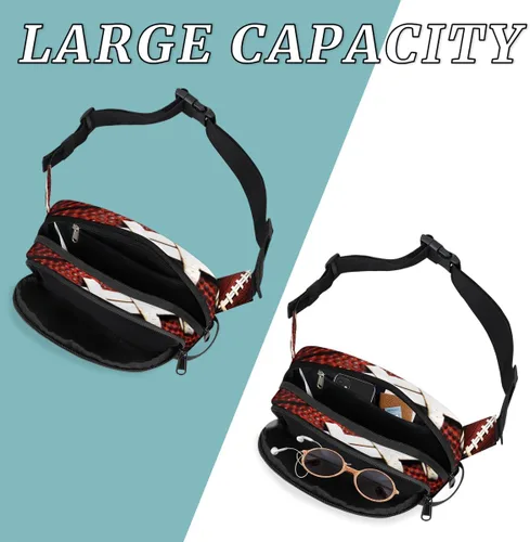 Miniatura 4 de Riñonera de fútbol americano para hombres y mujeres, bolsa cruzada de fútbol con correa ajustable, bolsa impermeable para viajes, caminar, correr