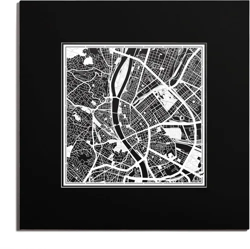 Miniatura 101 de O3 Design Studio Mapa de corte de papel Madrid negro mate de 20 x 20 pulgadas