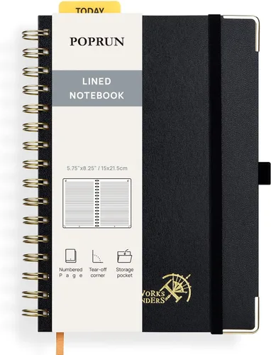 Miniatura 19 de POPRUN Lined Spiral Journal Notebook for Women & Men, 7-1/4" x 9-1/2", 220 Numbered Pages, College Ruled Hardcover Notebook for Work, Journals for