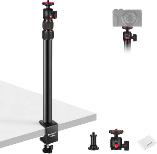 Miniatura 13 de NEEWER Soporte de escritorio extensible para cámara con cabeza de bola, soporte de luz de mesa ajustable de 17"-40" con tornillo de 1/4