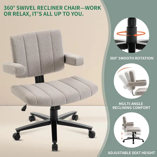 Miniatura 5 de Vigosit Silla de oficina ergonómica cruzada – Silla de escritorio ajustable con reposabrazos anchos, tela antiagarre, capacidad de 265 libras (gris)