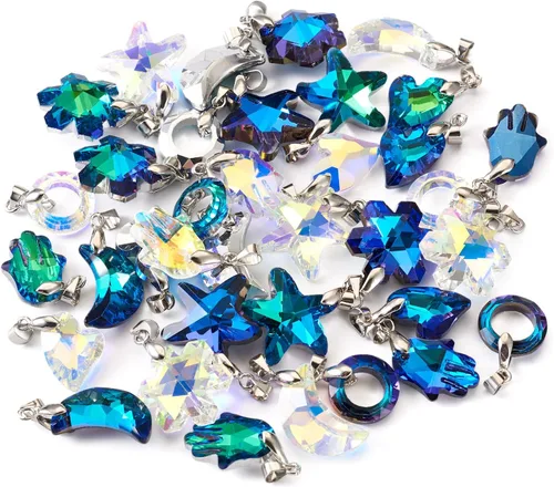 Miniatura 16 de Cheriswelry 96 dijes de cristal de mariposa transparente facetados, colgantes de corazón de amor, adornos colgantes de 51.732 in para hacer aretes