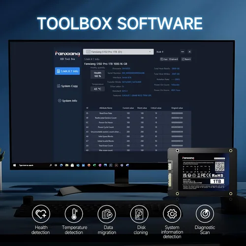 Miniatura 4 de Fanxiang S101 250 GB SSD SATA III - Unidad de estado sólido interna SSD SATA III de 6 Gb/s de 2,5 pulgadas, velocidad de lectura de hasta 550 MB/s