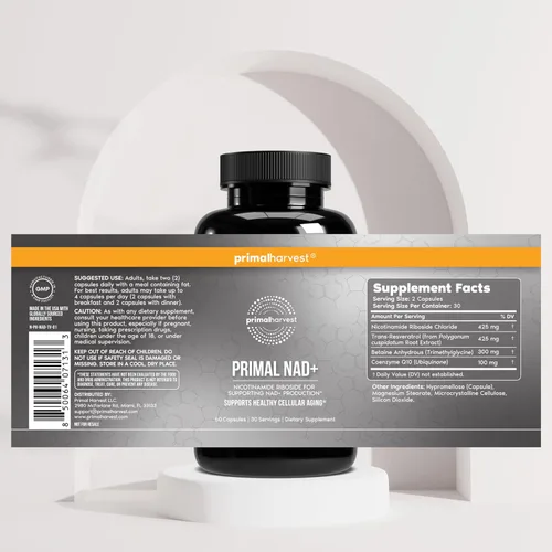 Miniatura 4 de Primal Harvest Rutina diaria de dos pasos NAD+ + Sleep Paquete de 2 Suministro para 30 días