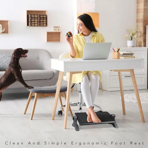 Miniatura 3 de EHO Otomano, reposapiés ergonómico para debajo del escritorio, altura y ángulo ajustables, plataforma de goma, antideslizante, soporte de tobillo